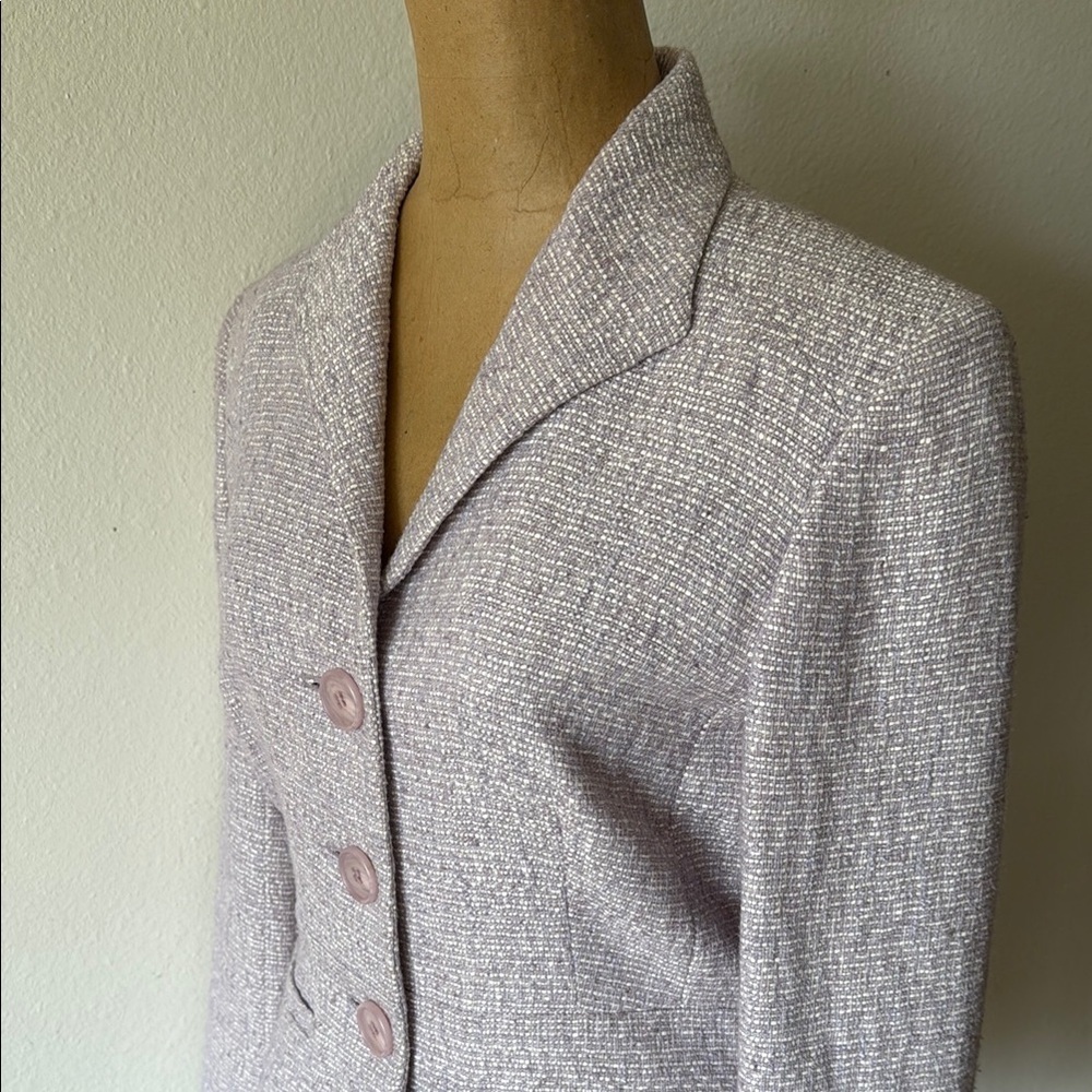 Lafayette 148 sz 4 lavender purple and white blazer jacket shoulder pads VGUC - Picture 4 of 10